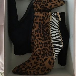 Cheetah combo ankle bootie
